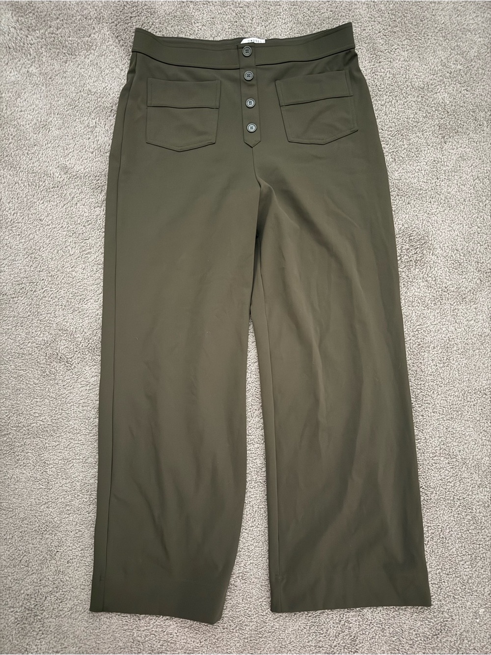 Women’s Halara Pull On Olive Green Wide-Leg Button Front Pants